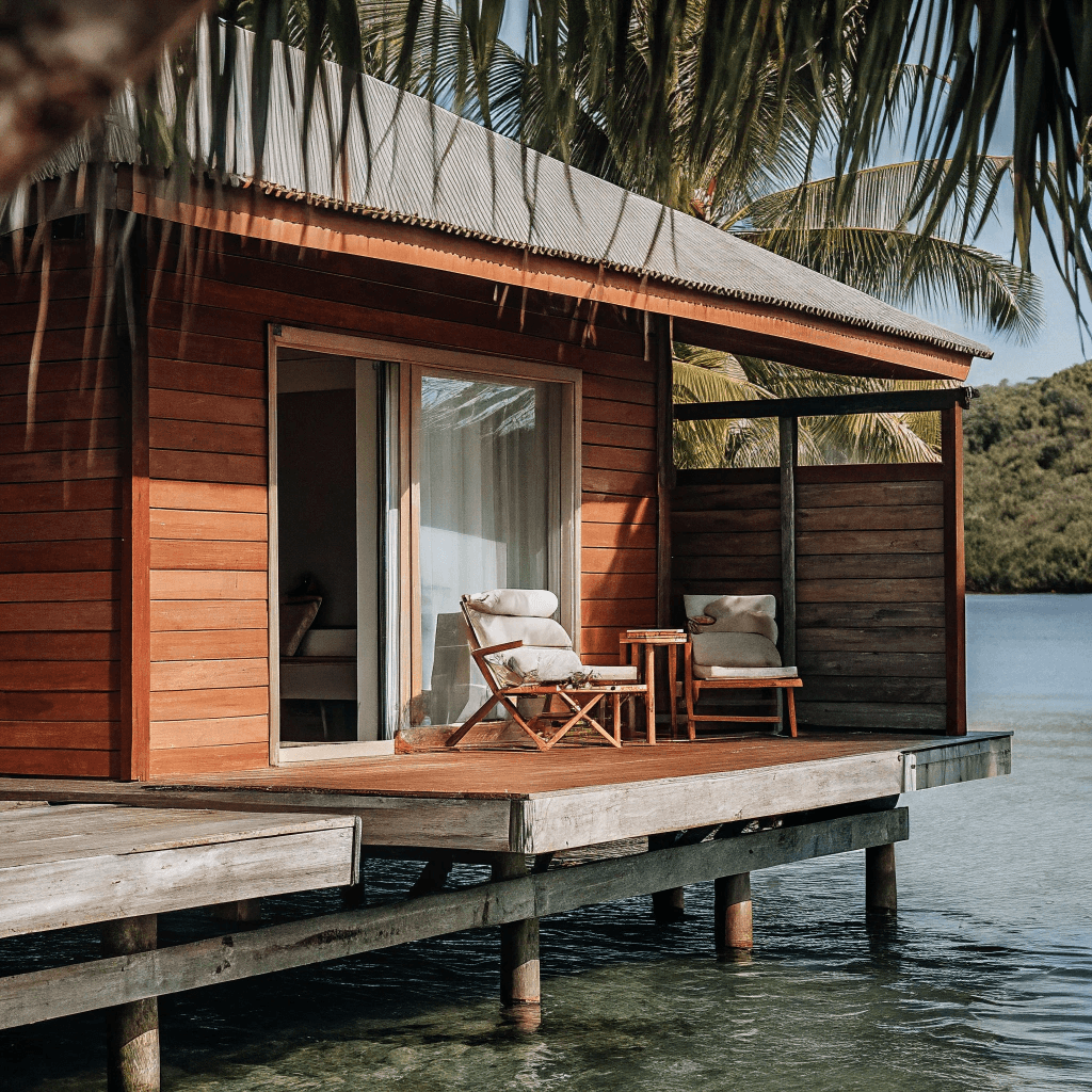 Tiny beachfront retreat Tiny house on the beach with a porch and ocean view