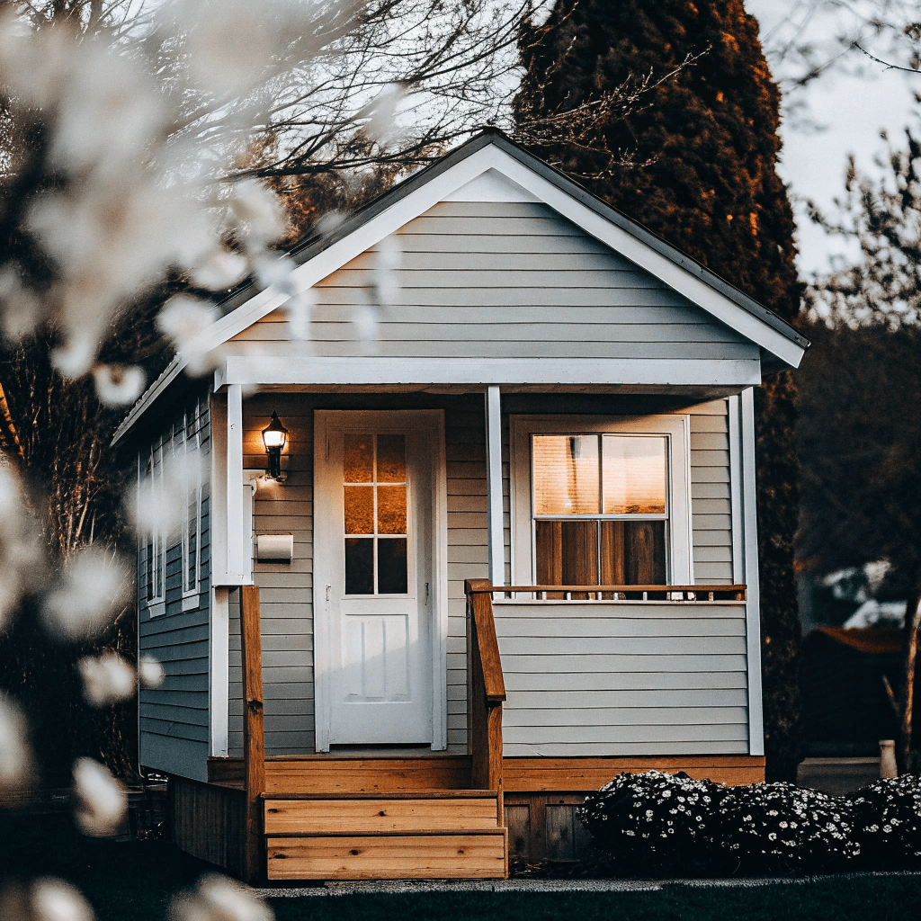 White tiny home White tiny house in a cozy surroundings