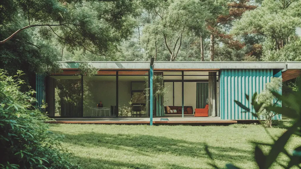 Koda prefab A sleek modern modular prefab home with large glass windows a flat roof and a minimalist design