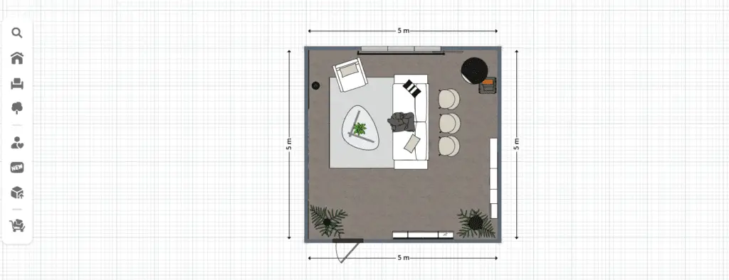 Top down house floor plan Top down image of a tiny house floor plan