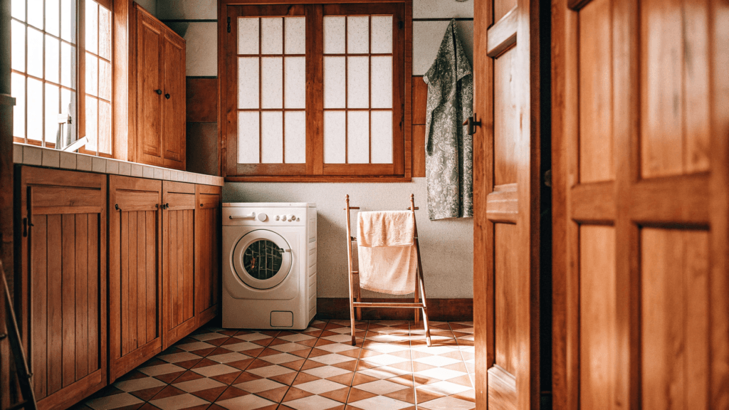 Farmhouse style The image features a beautifully designed farmhouse laundry room showcasing rustic elements such as a large farmhouse sink and custom cabinetry creating a warm and inviting atmosphere This stylish laundry room combines functionality with charming details making it a perfect space for laundry day and home improvement inspiration