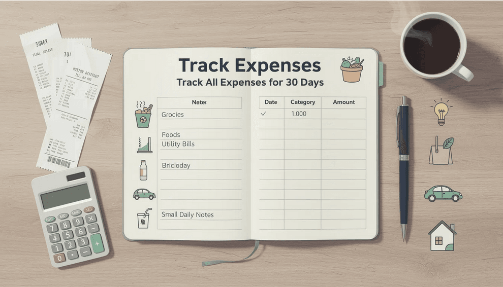 An organized expense tracker displaying various categories such as groceries utility bills and medical bills emphasizing the importance of understanding spending habits to save money and adopt a frugal lifestyle This visual serves as a reminder of great tips for tracking expenses and improving financial awareness