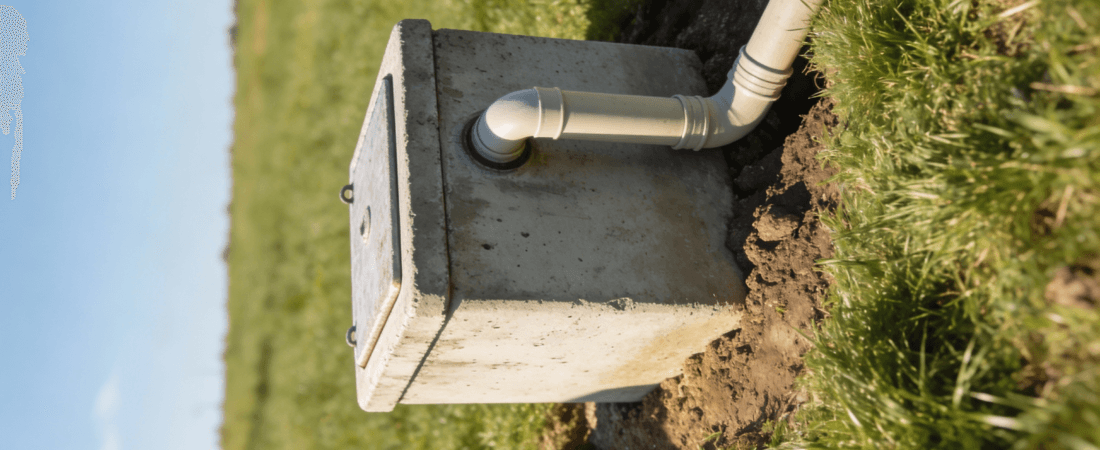 A closeup of a small septic tank