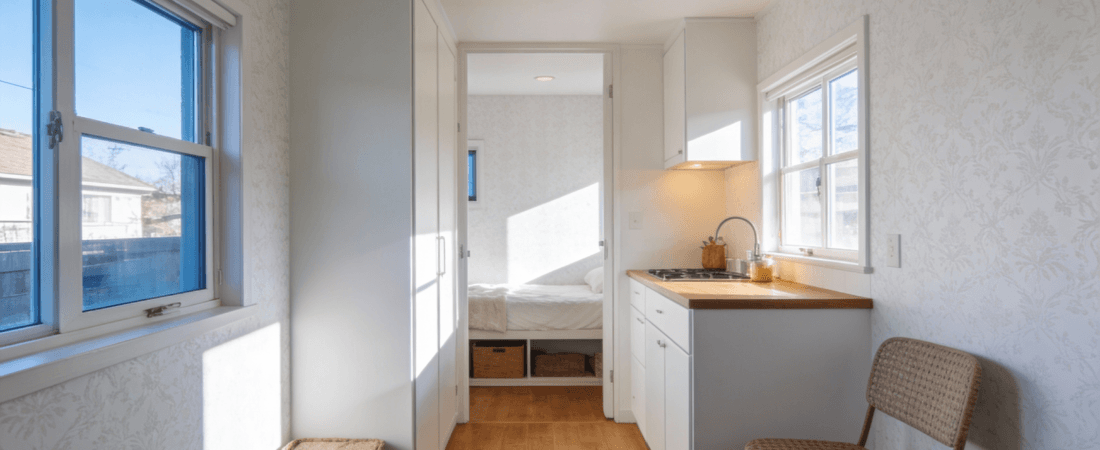 White wallpaper ideas An interior of a white wallpaper timy home