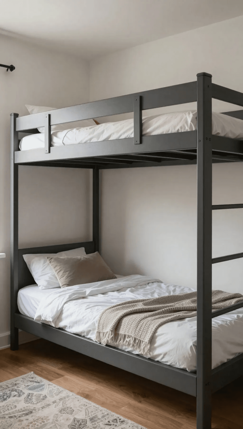 A black loft bed