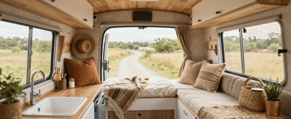 An image of a Boho Camper Van Interior