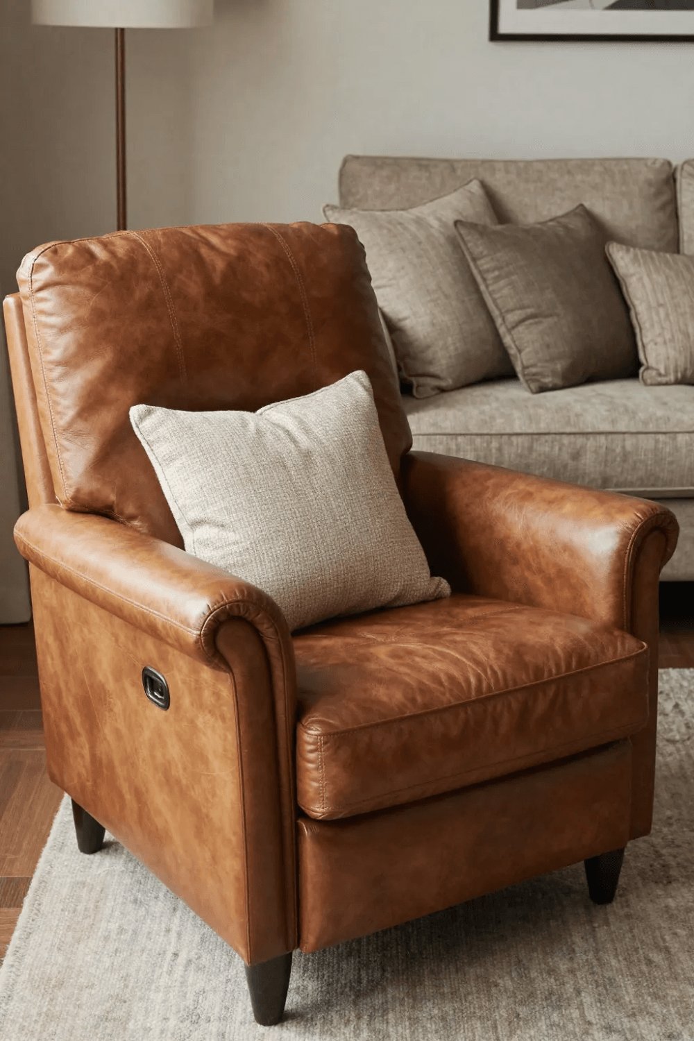 A single brown leather chair