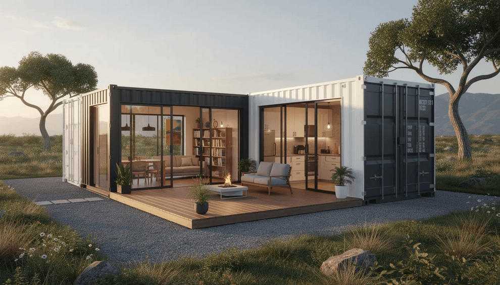 The image showcases a beautifully designed custom container living space highlighting the innovative use of high quality materials and modern designs typical of tiny homes This unique structure emphasizes the tiny house movement offering a perfect blend of functionality and style for those seeking simple living solutions