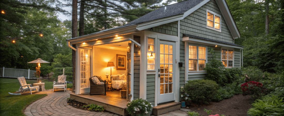 A cozy granny pod in woods