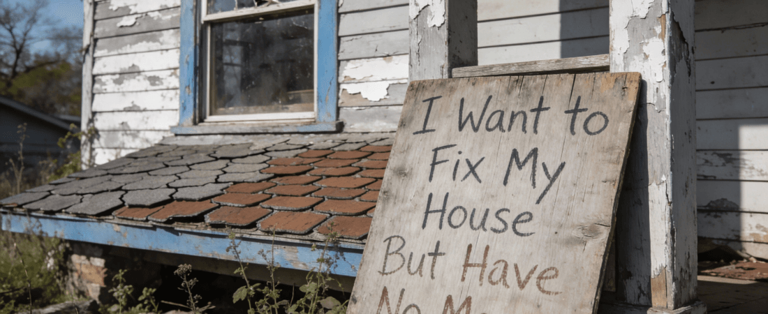 A broken house with brokened window
