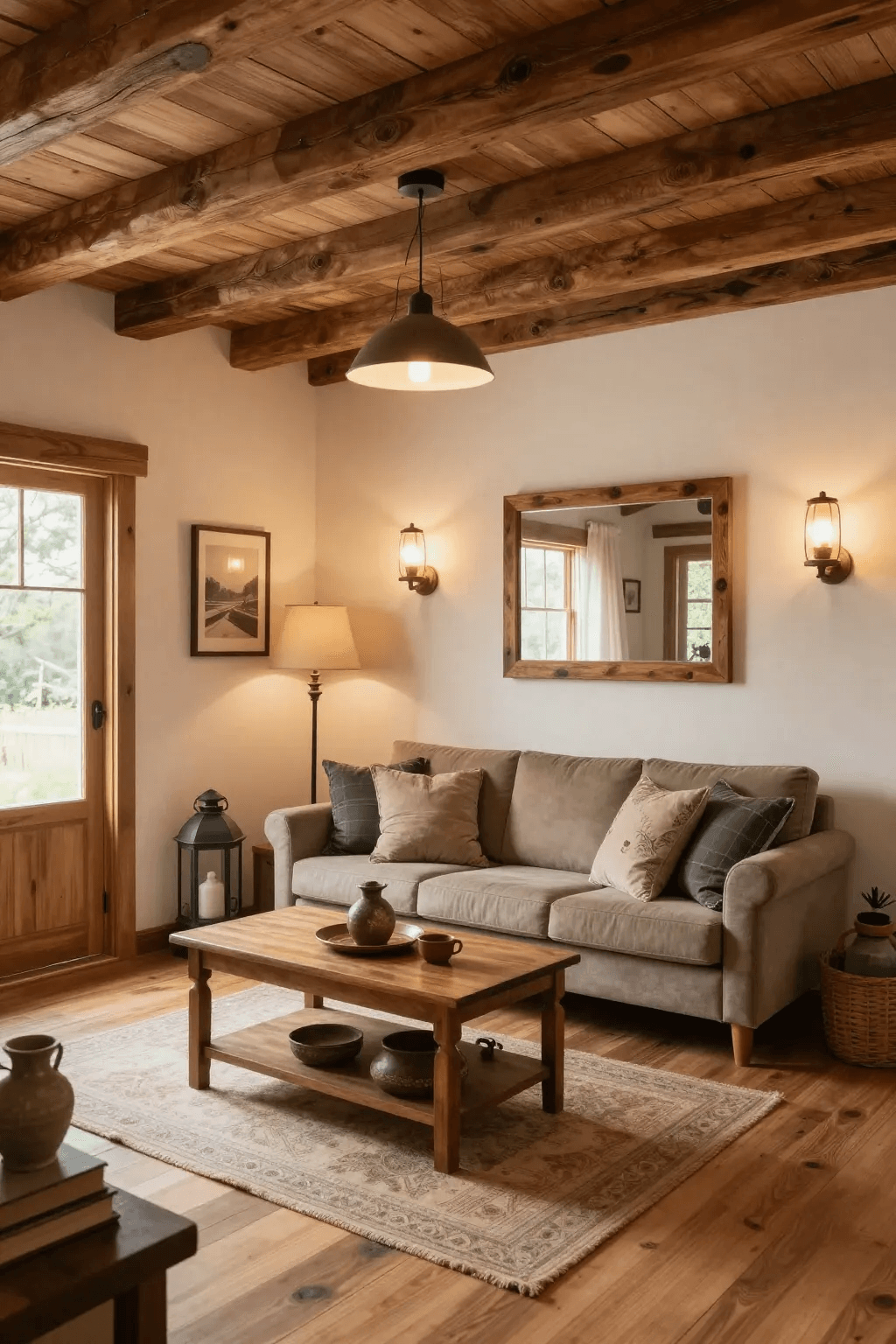 Lighting in a rustic room