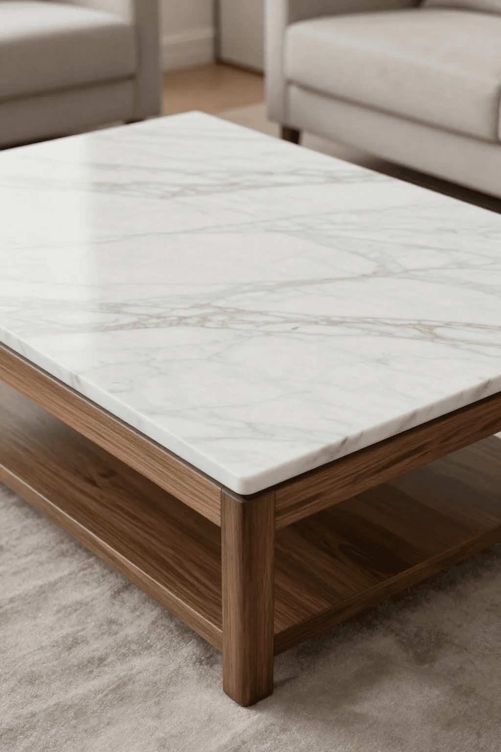 A closeup of a coffee table