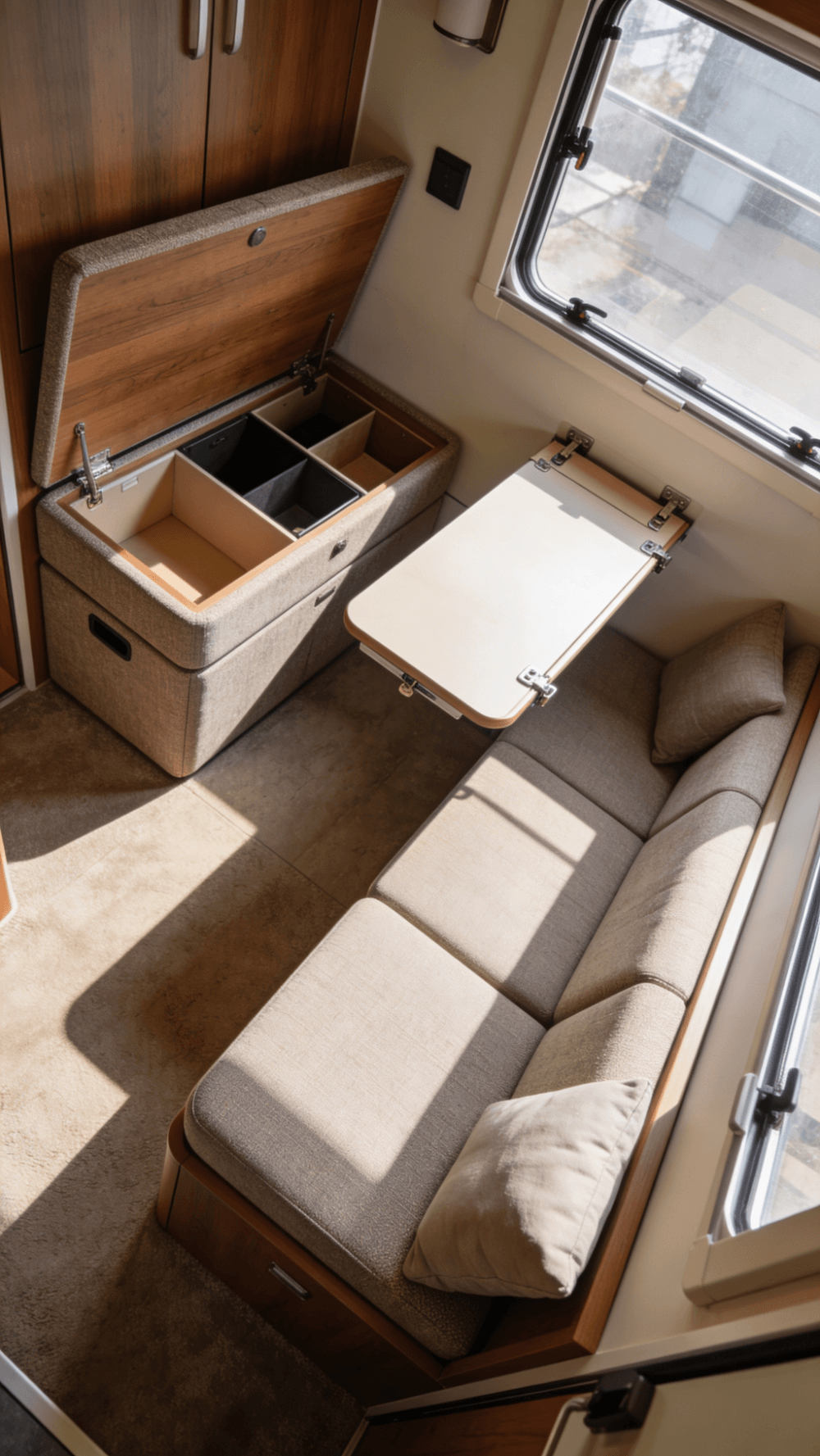 A closeup of an Ottoman storage box