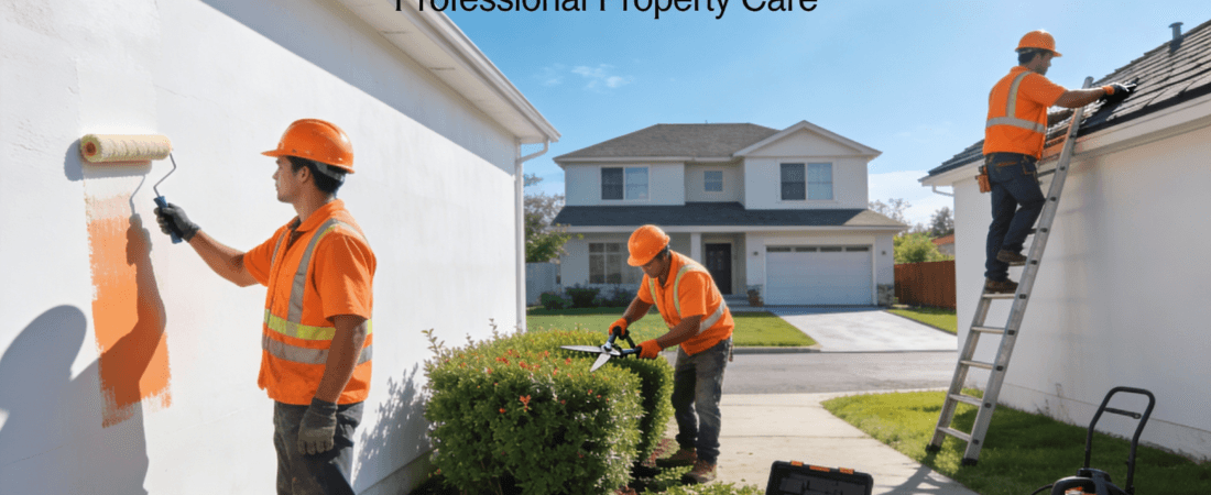 People working on a house outdoors