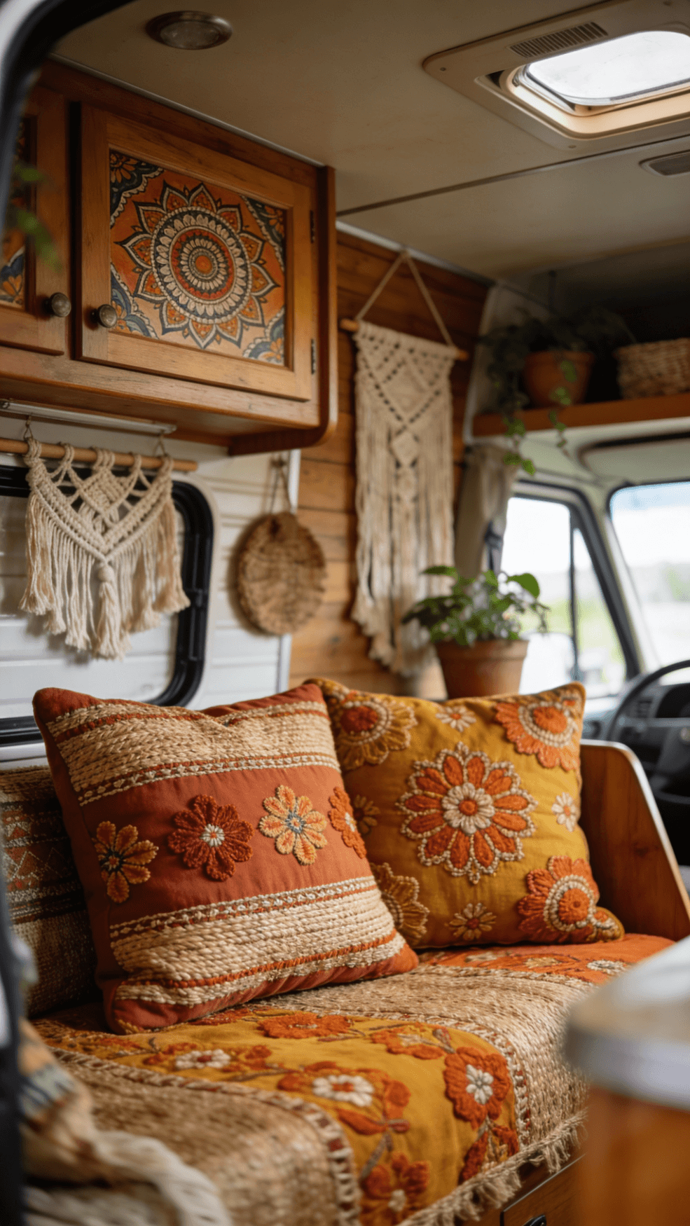 Removable Cushion Covers in a boho van