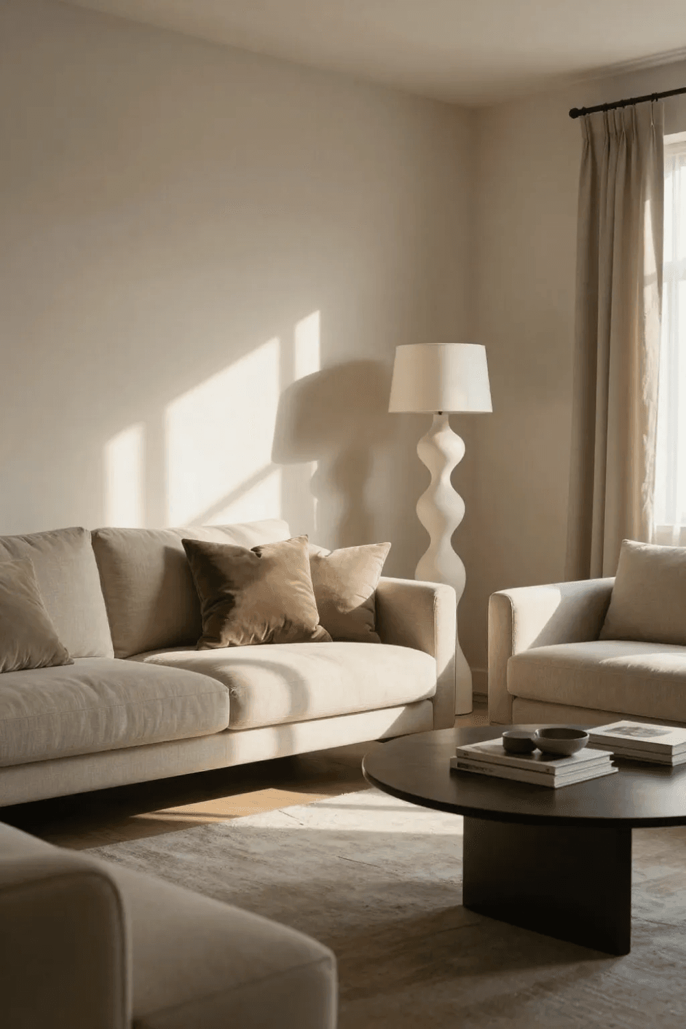 A small room with Sculptural Lighting