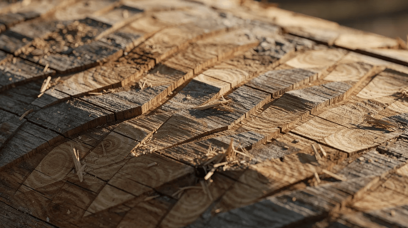 A close up view of a hand hewn log reveals its natural texture and distinctive adze marks showcasing the craftsmanship that goes into creating beautiful logs for log cabins and homes The detailed surface highlights the charm and quality of materials used in constructing dream log homes