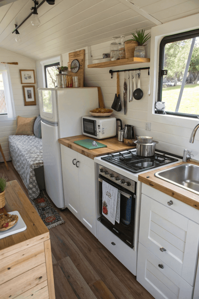 A tiny home kitchen.