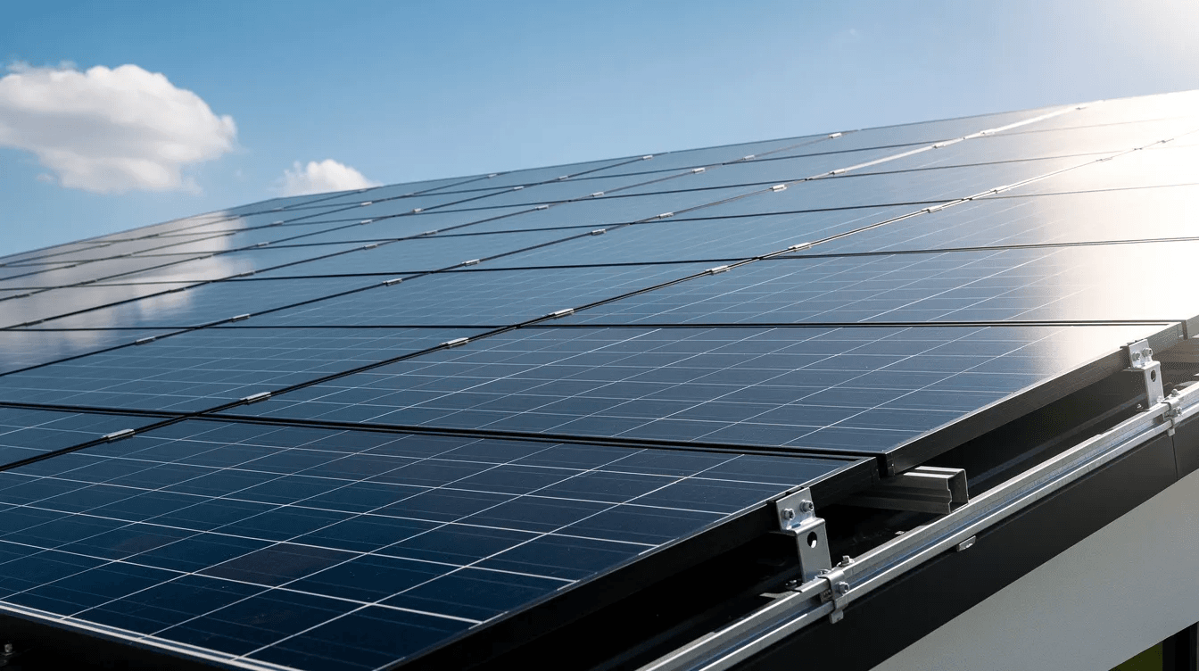 D0aa50244aeb40ec8bdecd8c84be2068 The image shows a compact home roof adorned with solar panels set against a clear blue sky highlighting the energy efficiency of a sakura tiny home This sustainable living solution emphasizes space efficiency and modern design perfect for those pursuing a minimalistic lifestyle