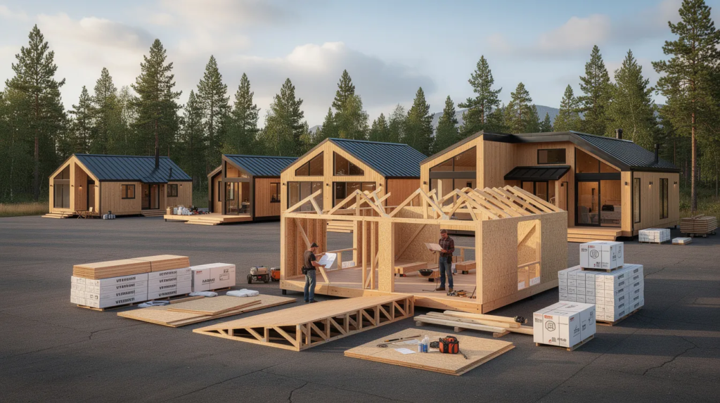 Image The image showcases a variety of prefab cabin kits highlighting their modular design and exceptional craftsmanship These aesthetically pleasing structures made from high quality materials offer customization options for cabin owners looking to create their dream cabin in a beautiful natural setting