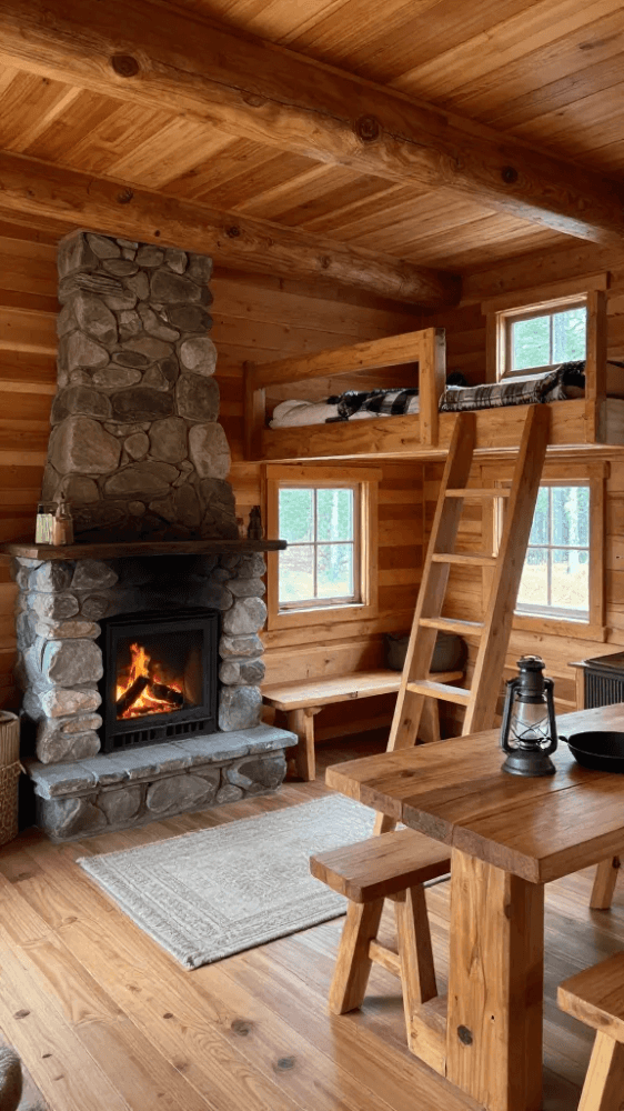 2cbae9e100f2fa525545e1bea83e7bb4a3bee11d980c53398cf70d2f5b43baea Rustic Pine Interior Hunting Cabin
