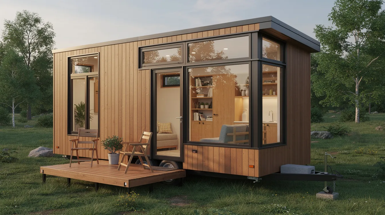 48ab07eb07fe4bddbf73543fef355ed8 This image depicts a fully built tiny home showcasing its beautiful exterior and compact design embodying the essence of the tiny home movement Crafted with attention to detail and high quality materials this dream tiny home serves as a perfect solution for those seeking a stylish and eco friendly lifestyle