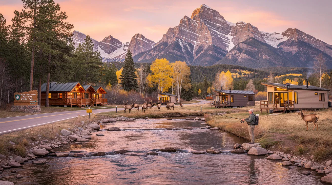 4e0a6ab5466642158cde705529fdae27 This image showcases a cozy tiny home rental nestled near Rocky Mountain National Park surrounded by stunning mountain views and the tranquil Big Thompson River The property features modern amenities and a peaceful atmosphere making it an ideal spot for guests looking to explore hiking trails and enjoy a relaxing getaway in Estes Park or Lyons