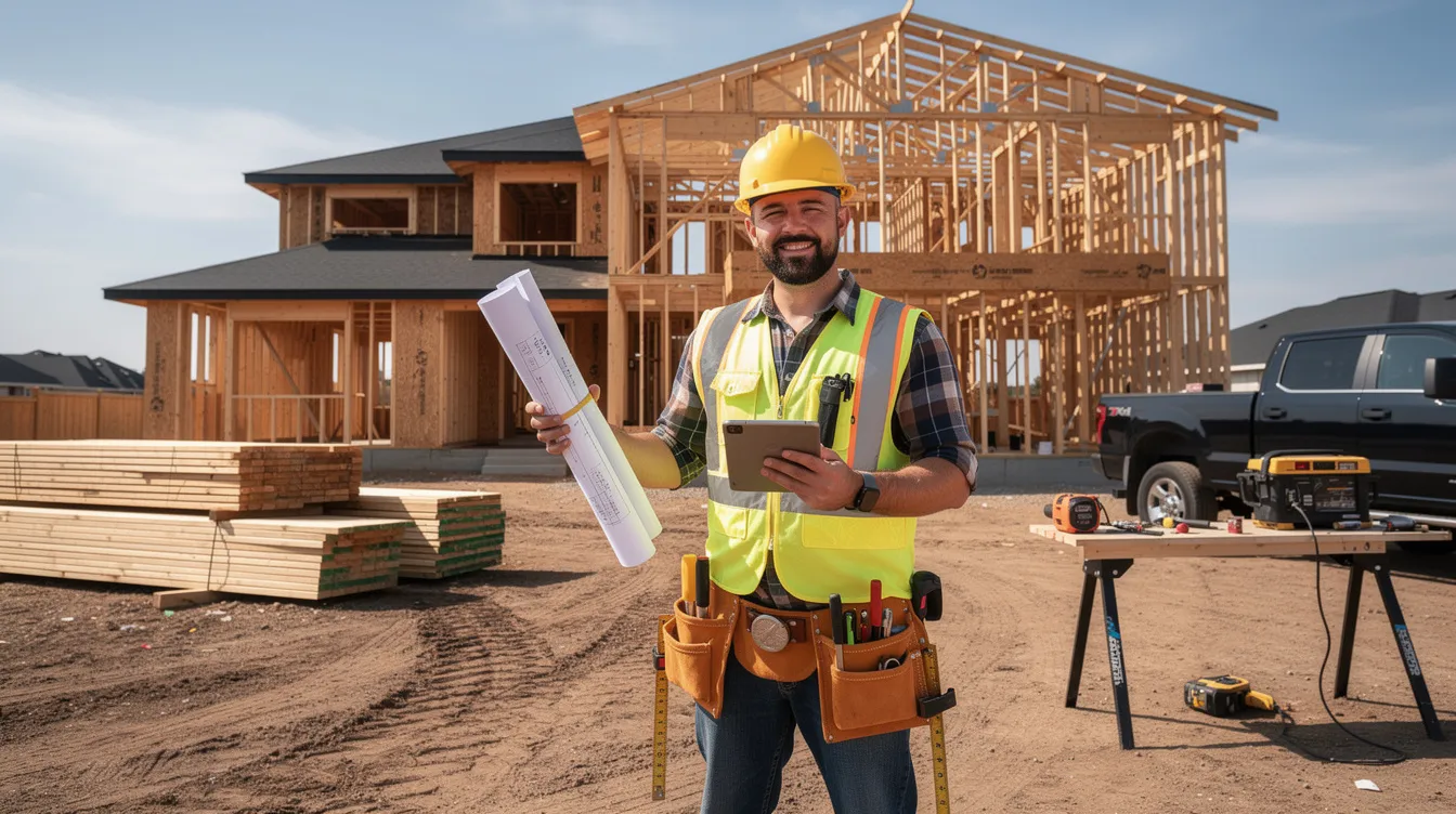 57aee377df574adcb5ef3a6f93415d87 An image of a dedicated home builder team discussing custom floor plans for a new dream home showcasing detailed design options and the building process emphasizing their commitment to quality and homeowner satisfaction The scene captures the journey of creating a forever home with a focus on addressing concerns and exploring possibilities for families in Texas