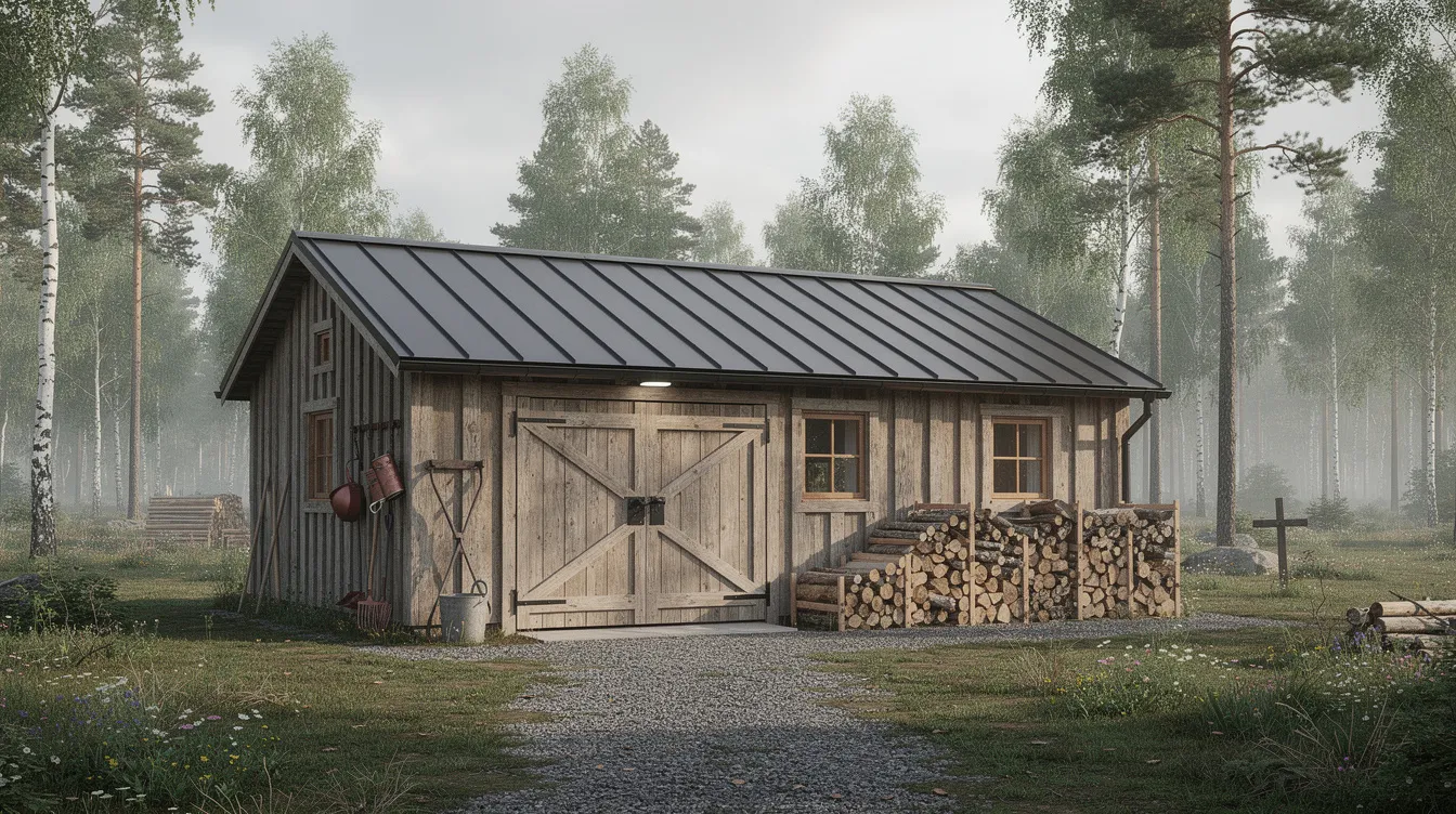 7e627a67256c42249f70bcbd51e4eb2e The image features a sturdy portable storage building cabin with a gable roof designed for versatile use as a workshop or outdoor shed Its appealing cabin style includes windows and a porch making it a great addition to any backyard or property for additional storage space or living space