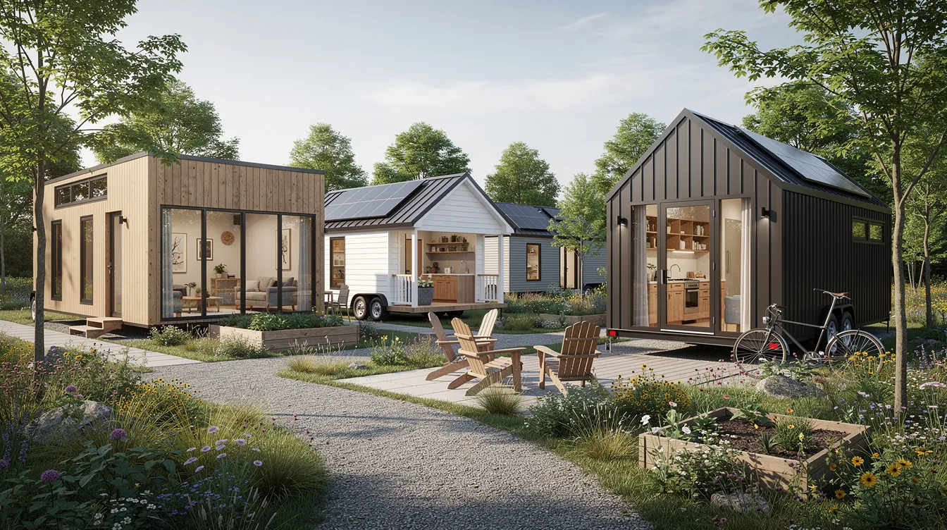 9ab4f75103e3488b99e0f8539a2a8f17 The image depicts a community of cozy tiny houses in Tyler Texas showcasing the compact design and quality craftsmanship of these new homes Each tiny home features large windows and a unique style promoting a comfortable lifestyle with reduced utility bills and easy access to the surrounding area