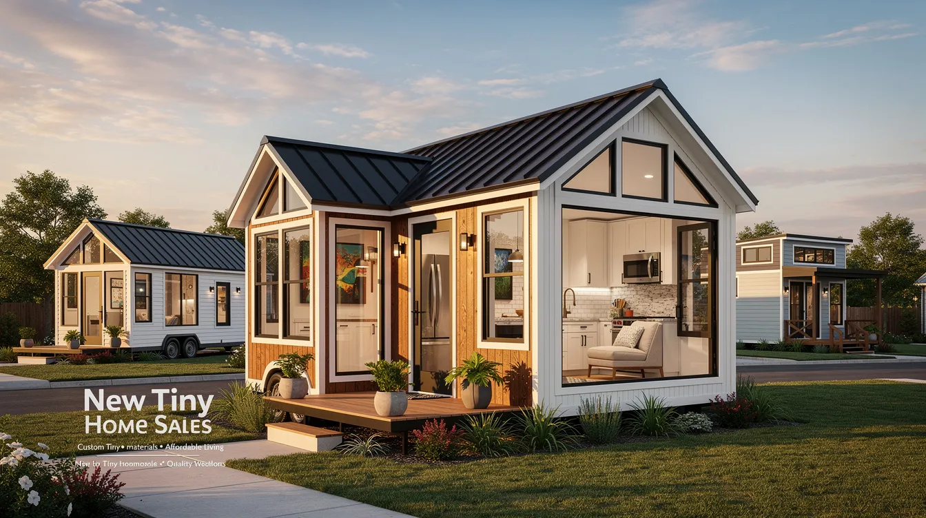 A27445fb6b1c44669c583f9a9b5b752d This image showcases a selection of beautiful custom built tiny homes for sale in Fort Worth Texas highlighting their quality craftsmanship and modern designs Each tiny house features customizable options including full kitchens and luxury finishes perfect for those seeking a functional and affordable living solution