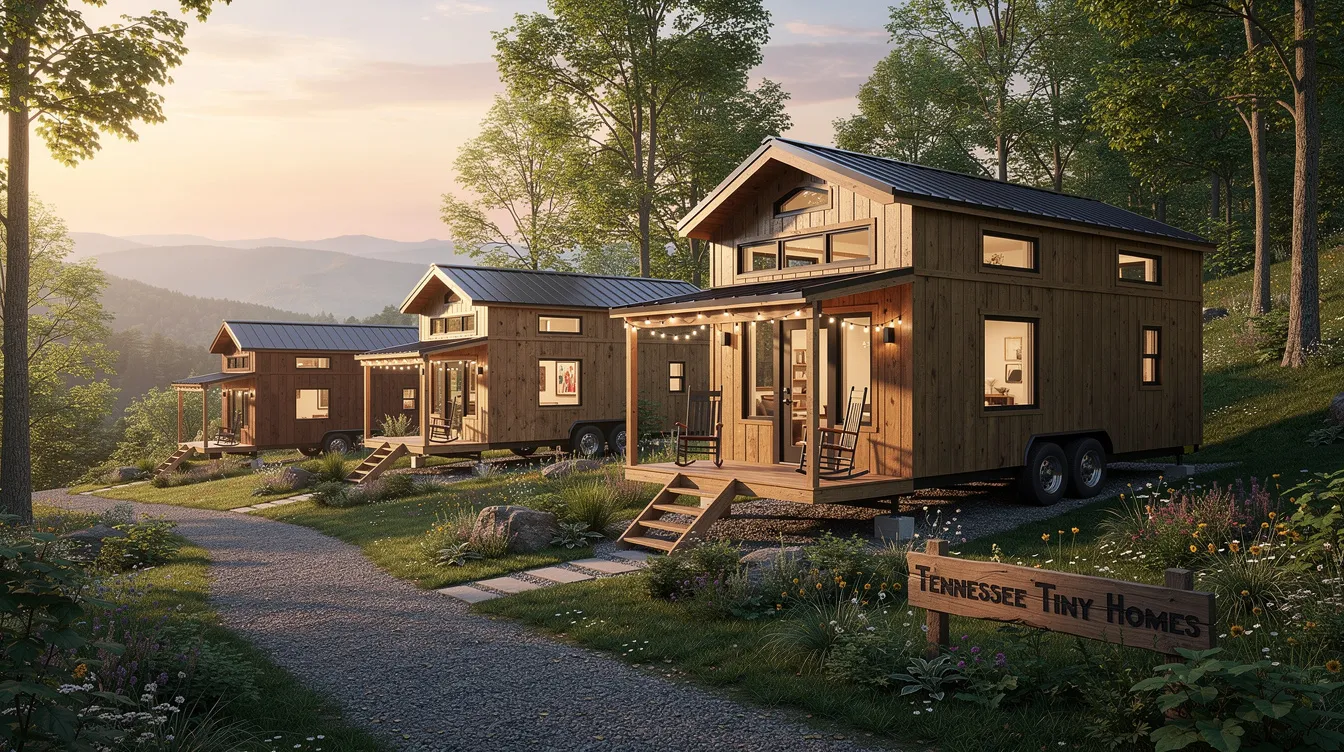 A400f75f796c49c0a9be1a0b495b33e3 The image showcases a beautiful tiny home by Tennessee Tiny Homes featuring an attractive porch and a well designed exterior that highlights the quality craftsmanship of this premier tiny home builder This luxurious park model home represents the dream of tiny home living perfect for families seeking an affordable vacation property or a permanent retreat in the scenic state of Tennessee