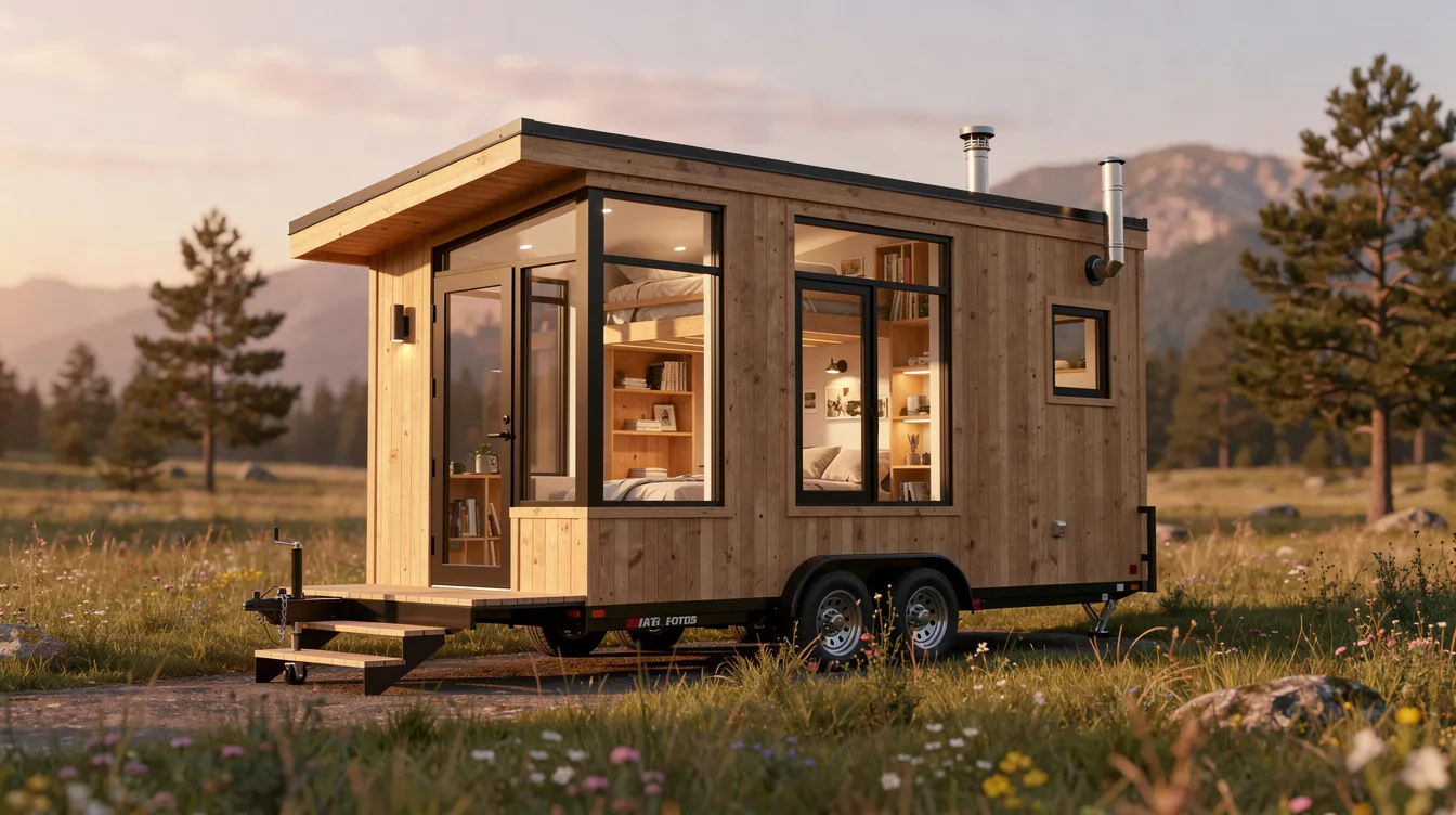 2751b1e9915f4ea1890ba793276386d1 This image features a tiny home on wheels showcasing its compact design and high quality materials It highlights the sustainable lifestyle that many tiny home buyers seek emphasizing the efficient use of space and the potential for affordable living compared to traditional homes