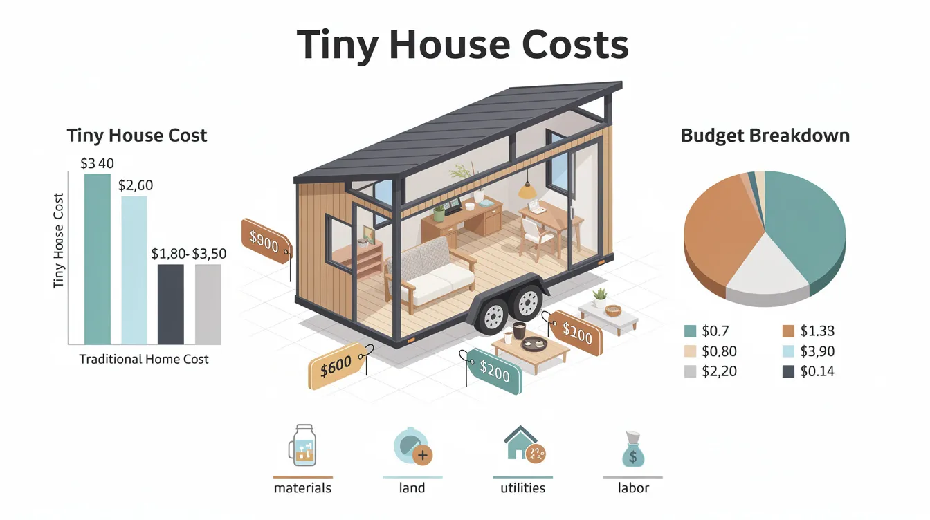 A8bb5ed11ff442419408dd451dbe71ac The image depicts a comparison of costs associated with tiny houses versus traditional homes highlighting the financial aspects of the tiny house lifestyle It emphasizes the benefits of saving money building equity and the overall cost of owning a tiny home in various locations including urban and rural areas