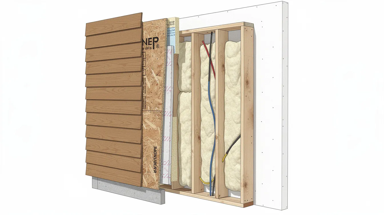 Cc029f0852f142cc9cfff1e92a0d06c3 The image depicts a cross section view of a tiny house wall showcasing various insulation layers including spray foam insulation rigid foam board and a vapor barrier This detailed illustration highlights how these materials work together to enhance energy efficiency and moisture management ensuring comfort and structural integrity in the tiny home