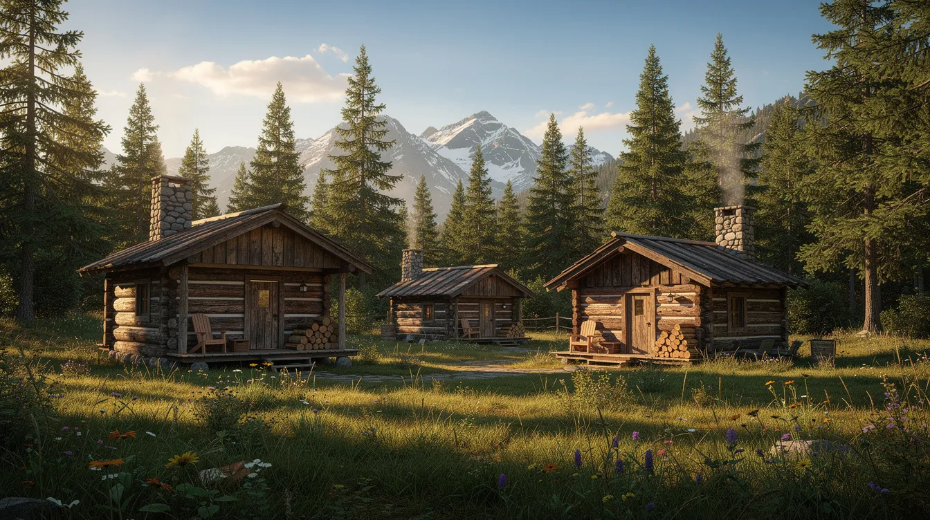 2695ee2ab2434ac497d2bbdb8c560980 The image showcases a collection of beautifully designed log cabins each highlighting unique cabin models made from high quality materials These dream cabins are perfect for those seeking a cozy lifestyle offering various styles and sizes to suit different needs and adventures