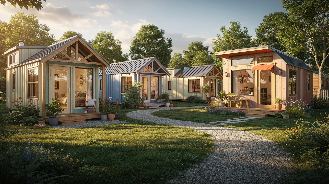 2f2d4aae6a4e4c60a4deda0aecfad460 The image showcases a beautifully designed tiny house featuring modern architecture with large windows and a welcoming front door highlighting the charm of tiny living This tiny home embodies the essence of the tiny house movement offering a cozy and efficient space that promotes affordable housing solutions for families and individuals alike