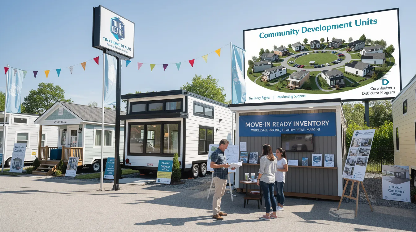 32cb7debc2de495e9707e8ea88651e68 The image showcases a selection of move in ready tiny homes designed for retail display featuring high quality materials and durable construction These models ideal for dealer inventory reflect a lifestyle of affordability and craftsmanship making them perfect for customers seeking a unique living space or Airbnb rental