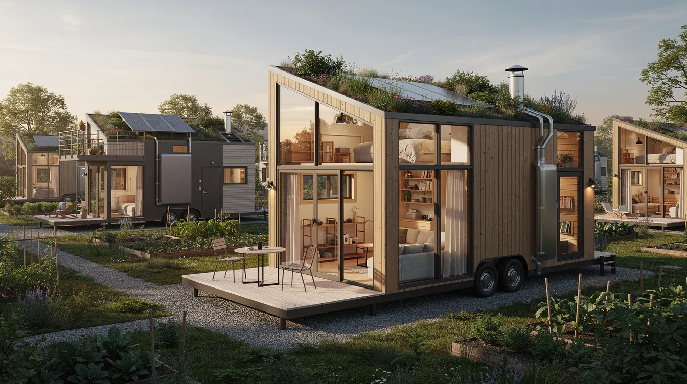 49e5a419e7ef44fe833be63fb8c2cf8e The image showcases a next generation tiny house featuring a spacious layout with modern interior design elements and energy efficient solar panels This compact home exemplifies the tiny house movement emphasizing sustainable living and the endless possibilities of tiny living for growing families and individuals seeking a practical lifestyle