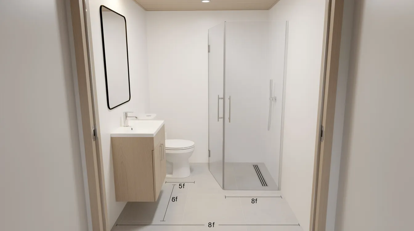 72164eeaca8c4051bc3744104dcd69e0 The image showcases a well designed tiny house bathroom that maximizes limited square footage with clever storage solutions including floating shelves and built in storage Natural light floods the space highlighting the compact shower area and the small sink creating a cozy and functional dream tiny house bathroom