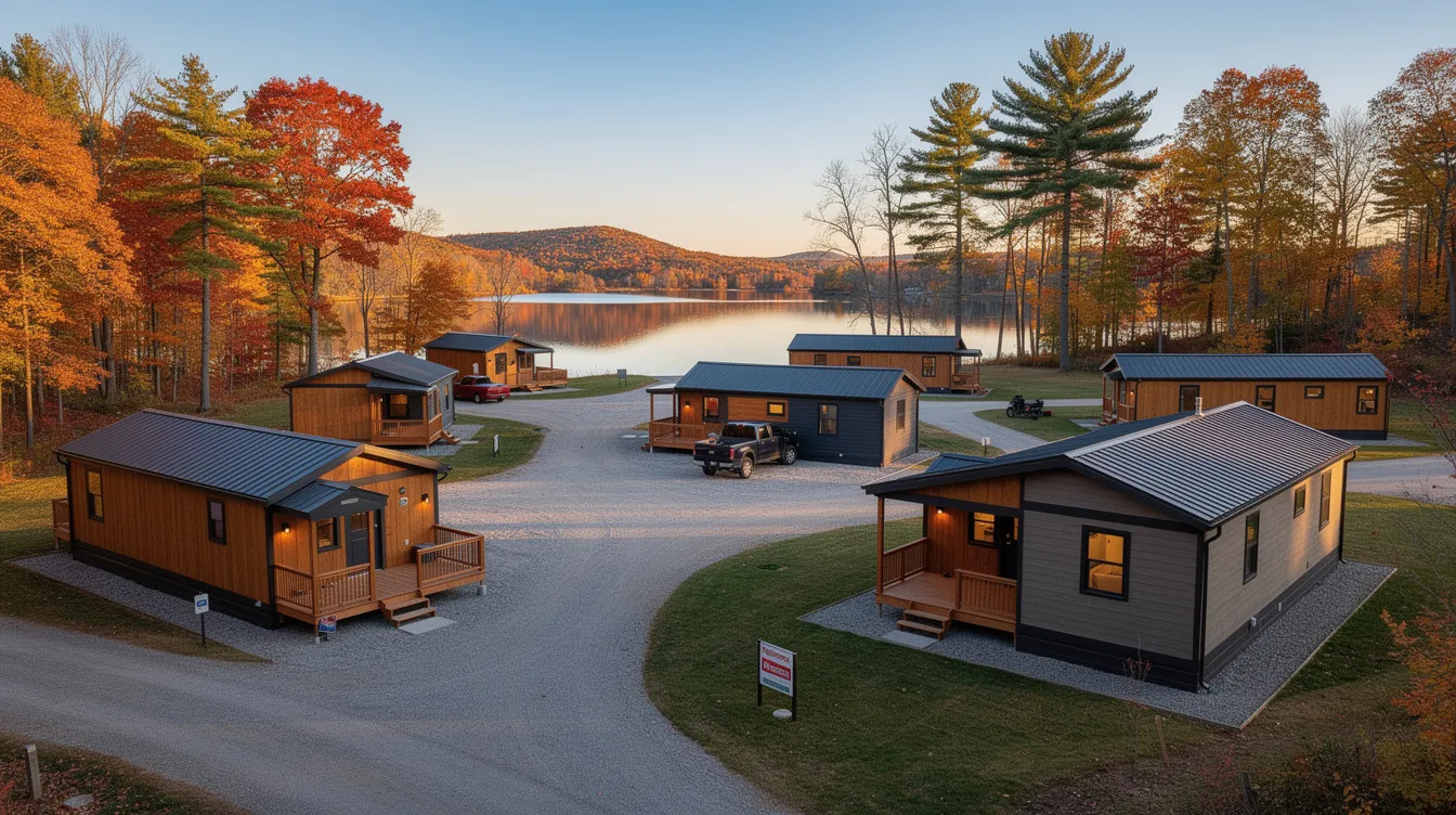 8501ad3671ba453faf804d62974e5ed5 The image showcases a variety of portable cabins in Wisconsin highlighting their durable siding and customizable designs Featuring double doors and strategically placed windows these premier portable buildings offer an excellent solution for homeowners seeking quality storage sheds or workspace options