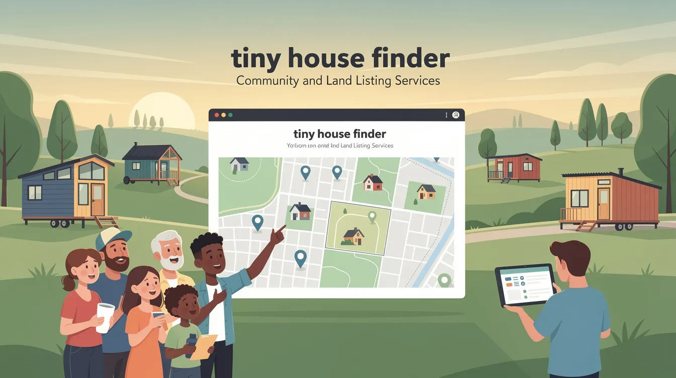 85333fc47345455b9008a5feed8b468c This image showcases a vibrant tiny house community featuring various tiny homes designed for a simpler lifestyle It highlights listings for tiny house plans available spaces for rent or sale and tools to help people connect and discover their ideal tiny home in different states like Texas and North Carolina