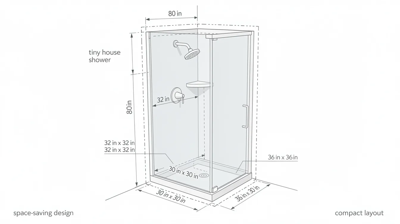 8734cb627df348bf88254becc15f7999 The image showcases a compact tiny house bathroom design featuring a walk in shower that maximizes shower space while saving floor space Light colors and natural light create an airy feel complemented by wall mounted storage solutions and a small sink perfect for the functional layout of small bathrooms
