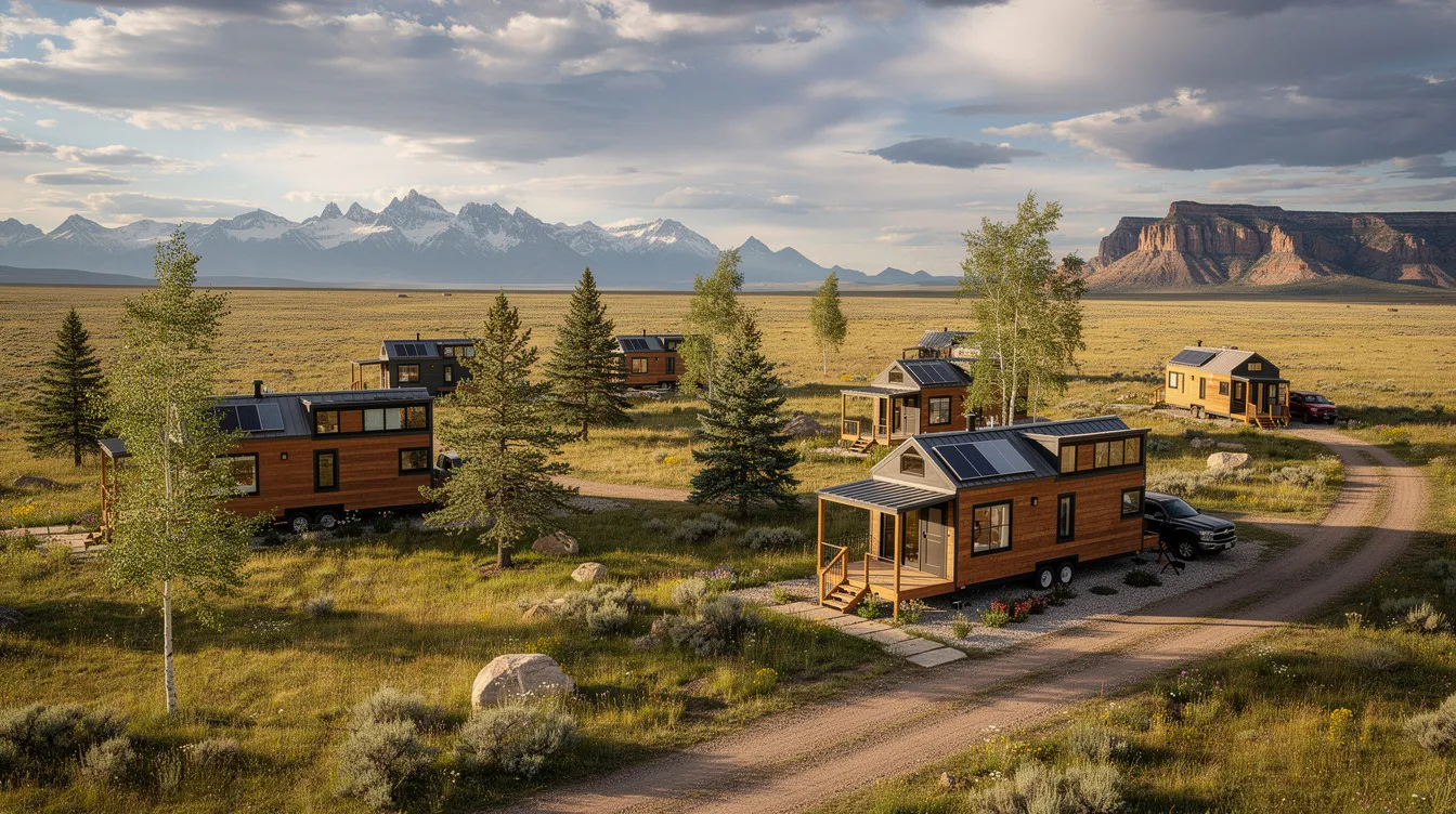 936b92d17ea143a989fdad69ba37bf6f The image showcases a picturesque tiny home in Wyoming featuring high quality materials and a cozy living space designed for sustainable tiny house living Surrounded by scenic landscapes this tiny cabin exemplifies the charm and efficiency of park model tiny homes perfect for those dreaming of a simpler lifestyle