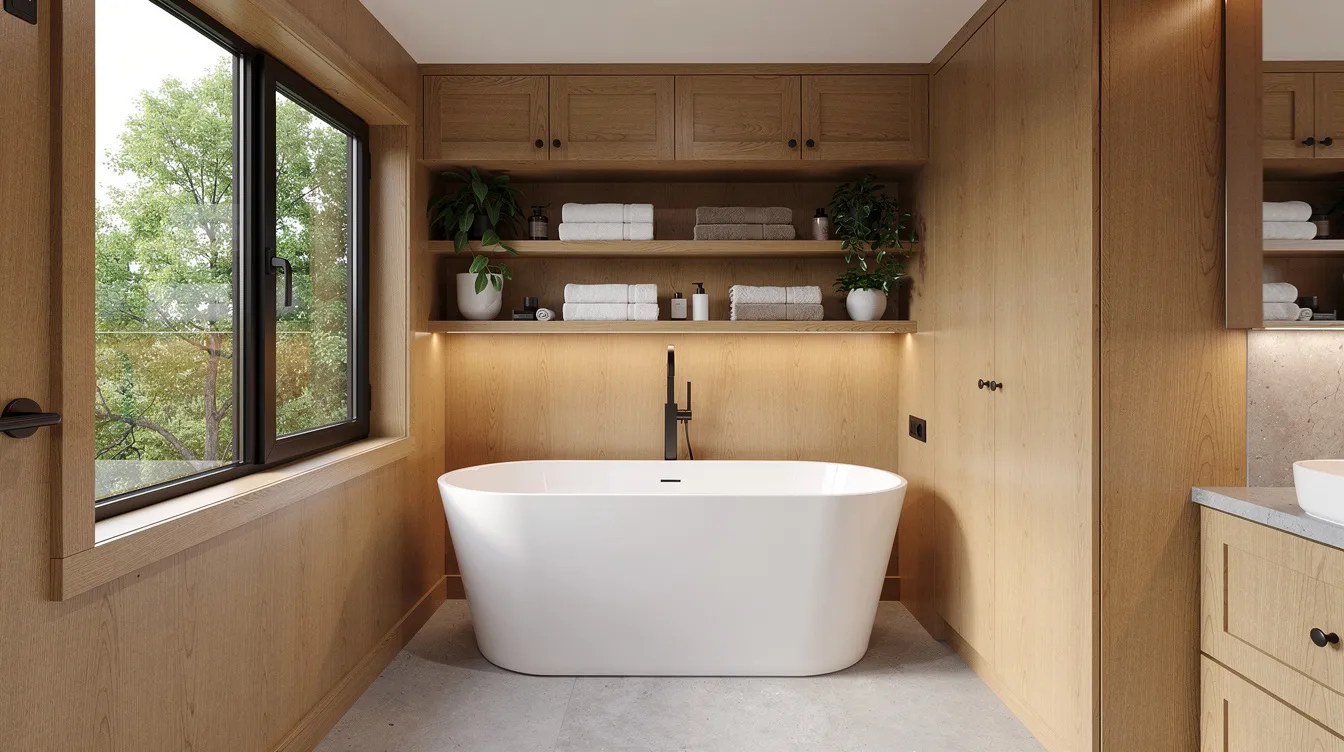 Aa4aec2fc94b422d9614e5ea42504948 The image features a cozy tiny home bathroom showcasing a stylish clawfoot tub perfect for small spaces The all tile floor complements the compact layout emphasizing the creative solutions for maximizing square footage in tiny living