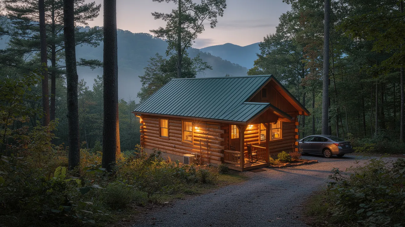 B7fe6bfd590f43b18251ce6a8ee473af The image showcases a charming small log cabin kit nestled in a picturesque North Carolina landscape ideal for a guest house or seasonal retreat With its rustic charm and quality materials this compact structure exemplifies the perfect blend of log cabin living and modern convenience making it a popular choice for vacation rentals near the Blue Ridge Parkway