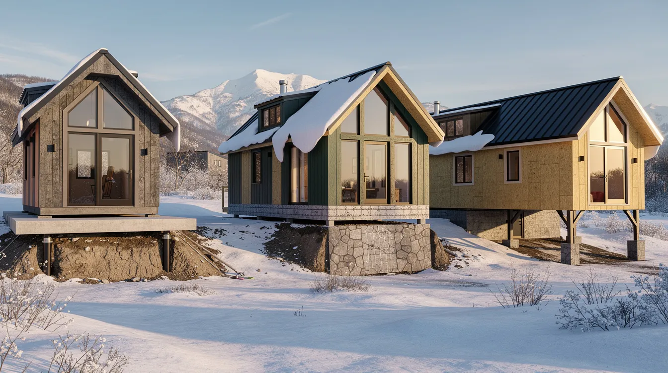 C2dabf74d0c7456a85a58440296f1165 The image depicts a beautifully designed 4 season tiny house on a solid foundation showcasing its robust structure that can withstand extreme weather conditions The cozy living space features quality craftsmanship ample storage and modern appliances reflecting a perfect blend of functionality and style for full time living