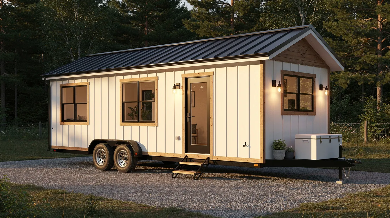 E0a23118266a407cb66223999b056d81 The image depicts a 26 ft tiny house trailer featuring a sturdy trailer frame designed for a tiny house project It showcases the main frame with wheel wells and a custom build emphasizing the high quality materials used for durability and functionality