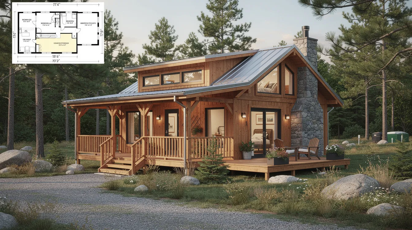 E990fd5349fa4641807b838c888580d0 The image showcases a collection of small cabin plans highlighting rustic designs that range from 400 to 800 square feet These tiny house designs often feature natural materials like wood and stone with layouts that include one or two bedrooms front porches and outdoor living spaces perfect for vacation retreats or seasonal rentals