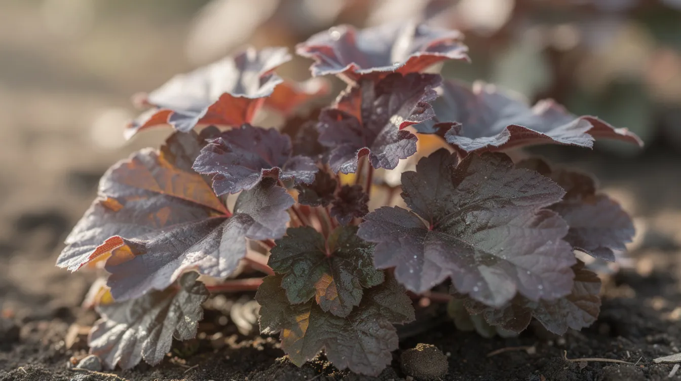 02866bf2bb5a4c559deef5d004bd7a40 The image features vibrant Coral Bells Heuchera'Palace Purple'), showcasing its striking dark green foliage and delicate pink flowers. This low-maintenance perennial is ideal for front door plants, thriving in partial shade and adding year-round interest to any doorway.